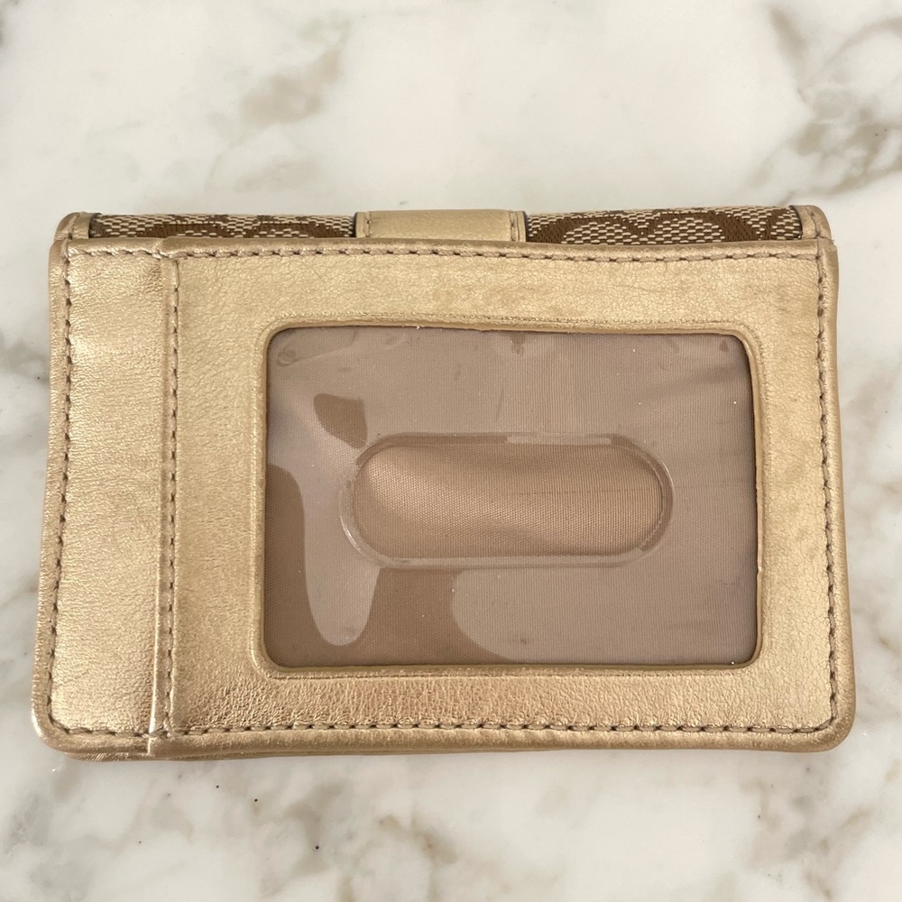 Vintage Coach Signature Card Case Wallet Khaki/Metallic Brown - Picture 2 of 13